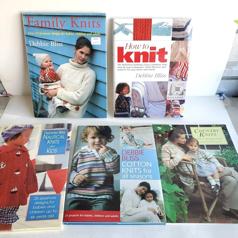 Lot of 4 Debbie Bliss Knitting Pattern Books Family Knits Country Cotton Nautica